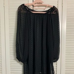 3/$20 Long sleeved sheer black dotted top